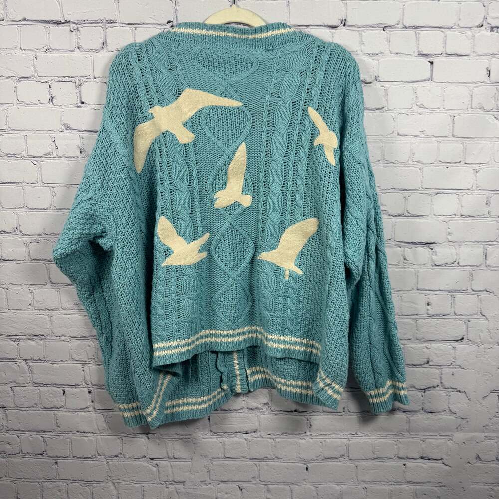 Taylor Swift 1989 Cardigan Blue Seagull Chunky Knit Sweater - Picture 2 of 9